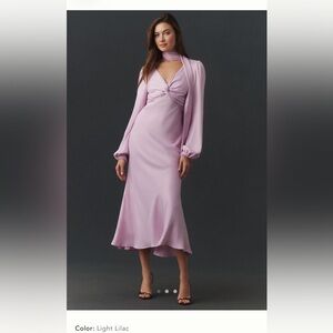BHLDN Light Lilac Long Sleeve Dress